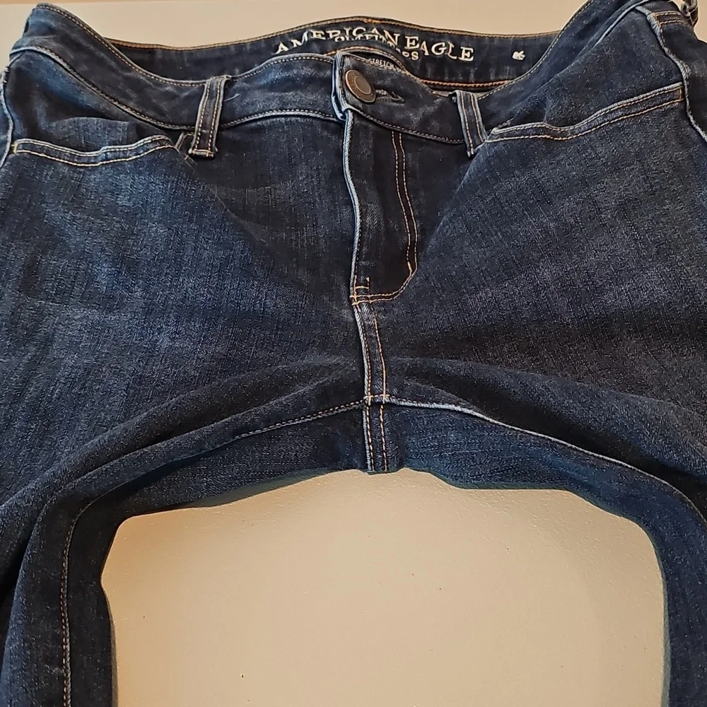 American Eagle Size 6 Super Stretch X Dark Blue Skinny Jeggings - Picture 5 of 8